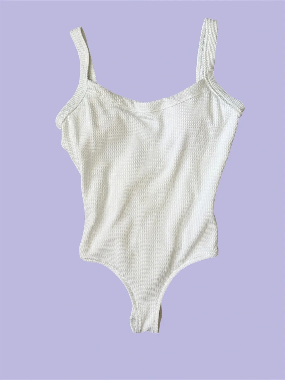 Aerie Waffle Scoop One Piece Swimsuit medium solid white